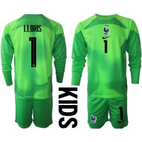 Billiga Frankrike Hugo Lloris #1 Målvakt Barnkläder Borta fotbollskläder till baby VM 2022 Långärmad (+ Korta byxor)